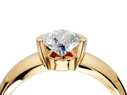 Tension Engagement Ring Setting for Pear-Shaped Center with Wide Flat Band and Tension Head in Yellow Gold