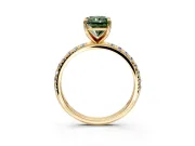 Solitaire Engagement Ring Setting for Fancy Green Radiant Cut Center with Micro Pave Band and Prong Head in Yellow Gold