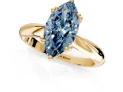 Solitaire Engagement Ring Setting for Fancy Blue Marquise Center with Reverse Tapered Band and Prong Head in Yellow Gold