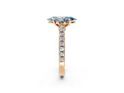 Solitaire Engagement Ring Setting for Fancy Blue Marquise Center with Single Row Accent Band and Prong Head in Rose Gold