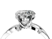 Solitaire Engagement Ring Setting for Heart-Shaped Center with Pave and Plain Crossover Band and Prong Head in Sterling Silver
