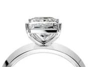 Solitaire Engagement Ring Setting for Princess Cut Center with Wide Knife Ridge Band and Prong Head in Sterling Silver