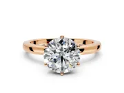 Solitaire Engagement Ring Setting for Round Cut Center with Plain Band and Tulip Prong Head in Rose Gold