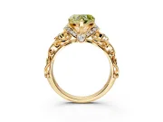 Solitaire Engagement Ring Setting for Fancy Yellow Heart-Shaped Center with Filigree Band and Prong Head in Yellow Gold