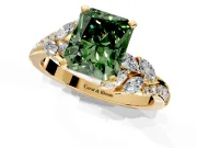 Solitaire Engagement Ring Setting for Fancy Green Radiant Cut Center with Marquise Accent Twist Band and Prong Head in Yellow Gold