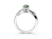 Bar-Set Engagement Ring Setting for Fancy Green Pear-Shaped Center with Tapered Baguette Accents and Prong Head in Platinum