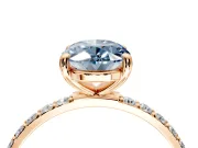 Solitaire Engagement Ring Setting for Fancy Blue Oval Center with Pave Accents and Prong Head in Rose Gold