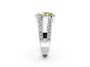 Halo Engagement Ring Setting for Fancy Yellow Oval Center with Wide-Open Pave Split Shank and Prong Head in Platinum
