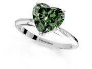 Solitaire Engagement Ring Setting for Fancy Green Heart-Shaped Center with Knife Ridge Band and Claw Prong Head in Platinum