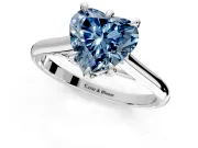 Solitaire Engagement Ring Setting for Fancy Blue Heart-Shaped Center with Cathedral Band and Prong Head in White Gold
