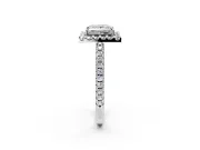 Pave Halo Engagement Ring Setting for Princess Cut Center with Single Row Pave Band and Prong Head in Platinum