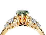 Leaf Cluster Engagement Ring Setting for Fancy Green Pear-Shaped Center with Marquise Accents and Prong Head in Yellow Gold