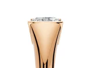 Tension Engagement Ring Setting for Radiant Cut Center with Wide Tapered Band and Tension Head in Rose Gold