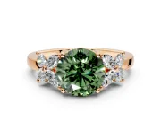 Floral Engagement Ring Setting for Fancy Green Round Cut Center with Marquise Cluster Shoulders and Prong Head in Rose Gold