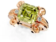 Solitaire Engagement Ring Setting for Fancy Yellow Asscher Cut Center with Twisted Band and Scroll Prong Head in Rose Gold