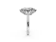Starburst Halo Engagement Ring Setting for Marquise Center with Thin Round-Wire Band and Prong Head in Sterling Silver