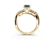 5 Stone Engagement Ring Setting for Fancy Green Emerald Cut Center with Graduated Accents and Prong Head in Yellow Gold