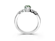 5 Stone Engagement Ring Setting for Fancy Green Pear-Shaped Center with Plain Band and Prong Head in Platinum