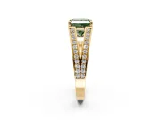 Split Shank Engagement Ring Setting for Fancy Green Princess Cut Center with Pave Split Shank and Prong Head in Yellow Gold
