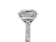 Solitaire Engagement Ring Setting for Asscher Cut Center with Channel Accents and Prong Head in Platinum