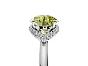 Hidden Halo Engagement Ring Setting for Fancy Yellow Round Cut Center with Plain Rounded Band and Prong Head in Platinum