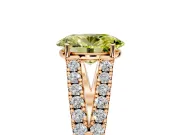 Solitaire Engagement Ring Setting for Fancy Yellow Oval Center with Pave Split Shank and Prong Head in Rose Gold