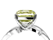 Solitaire Engagement Ring Setting for Fancy Yellow Asscher Cut Center with Pave and Plain Crossover Band and Prong Head in Sterling Silver