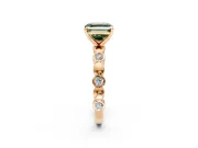 Solitaire Engagement Ring Setting for Fancy Green Asscher Cut Center with Beaded Bezel Station Band and Prong Head in Rose Gold