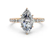 Solitaire Engagement Ring Setting for Marquise Center with Large Accent Band and Prong Head in Rose Gold