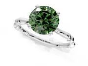 Solitaire Engagement Ring Setting for Fancy Green Round Cut Center with Bamboo Band and Prong Head in Platinum