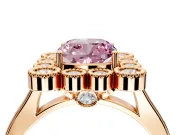 Cluster Halo Engagement Ring Setting for Fancy Pink Cushion Cut Center with Milgrain Bezel Accents and Prong Head in Rose Gold