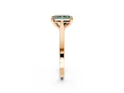 Solitaire Engagement Ring Setting for Fancy Green Radiant Cut Center with Tapered Shoulders and Prong Head in Rose Gold