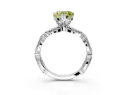 Solitaire Engagement Ring Setting for Fancy Yellow Heart-Shaped Center with Marquise Panel Band and Prong Head in White Gold