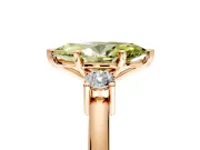 3 Stone Engagement Ring Setting for Fancy Yellow Marquise Center with Wide Plain Band and Prong Head in Rose Gold