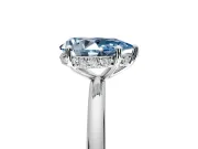 Solitaire Engagement Ring Setting for Fancy Blue Pear-Shaped Center with Plain Band, Open Basket and Prong Head in Platinum