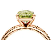 Solitaire Engagement Ring Setting for Fancy Yellow Radiant Cut Center with Scrollwork Band and Prong Head in Rose Gold