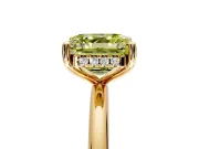 Hidden Halo Engagement Ring Setting for Fancy Yellow Asscher Cut Center with Thin Round-Wire Band and Prong Head in Yellow Gold