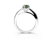 Solitaire Engagement Ring Setting for Fancy Green Oval Center with Flat-Sided Plain Band and Prong Head in Sterling Silver