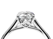 Solitaire Engagement Ring Setting for Oval Center with Cathedral Band and Prong Head in Platinum
