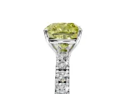 Solitaire Engagement Ring Setting for Fancy Yellow Cushion Cut Center with Large Accent Band and Prong Head in Platinum