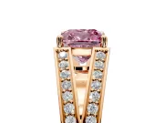 Split Shank Engagement Ring Setting for Fancy Pink Cushion Cut Center with Pave Split Shank and Prong Head in Rose Gold