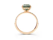 Solitaire Engagement Ring Setting for Fancy Green Princess Cut Center with Pave Accents and Prong Head in Rose Gold