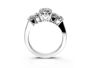 5 Stone Engagement Ring Setting for Cushion Cut Center with Equal Close-Set Accents and Prong Head in Platinum