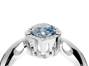 Halo Engagement Ring Setting for Fancy Blue Marquise Center with Tapered Plain Band and Prong Head in Platinum