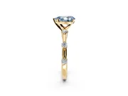 Solitaire Engagement Ring Setting for Fancy Blue Pear-Shaped Center with Bezel Station Band and Prong Head in Yellow Gold