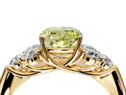 Cluster Engagement Ring Setting for Fancy Yellow Cushion Cut Center with Round Cut Accent Frame and Prong Head in Yellow Gold