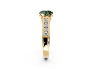 Solitaire Engagement Ring Setting for Fancy Green Round Cut Center with Cathedral Channel Band and Prong Head in Yellow Gold