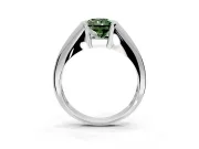 Tension Engagement Ring Setting for Fancy Green Radiant Cut Center with Wide Tapered Band and Tension Head in Platinum