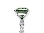 Solitaire Engagement Ring Setting for Fancy Green Princess Cut Center with Alternating Size Accents and Prong Head in Sterling Silver
