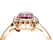 Starburst Halo Engagement Ring Setting for Fancy Pink Emerald Cut Center with Flat Cathedral Band and Prong Head in Rose Gold